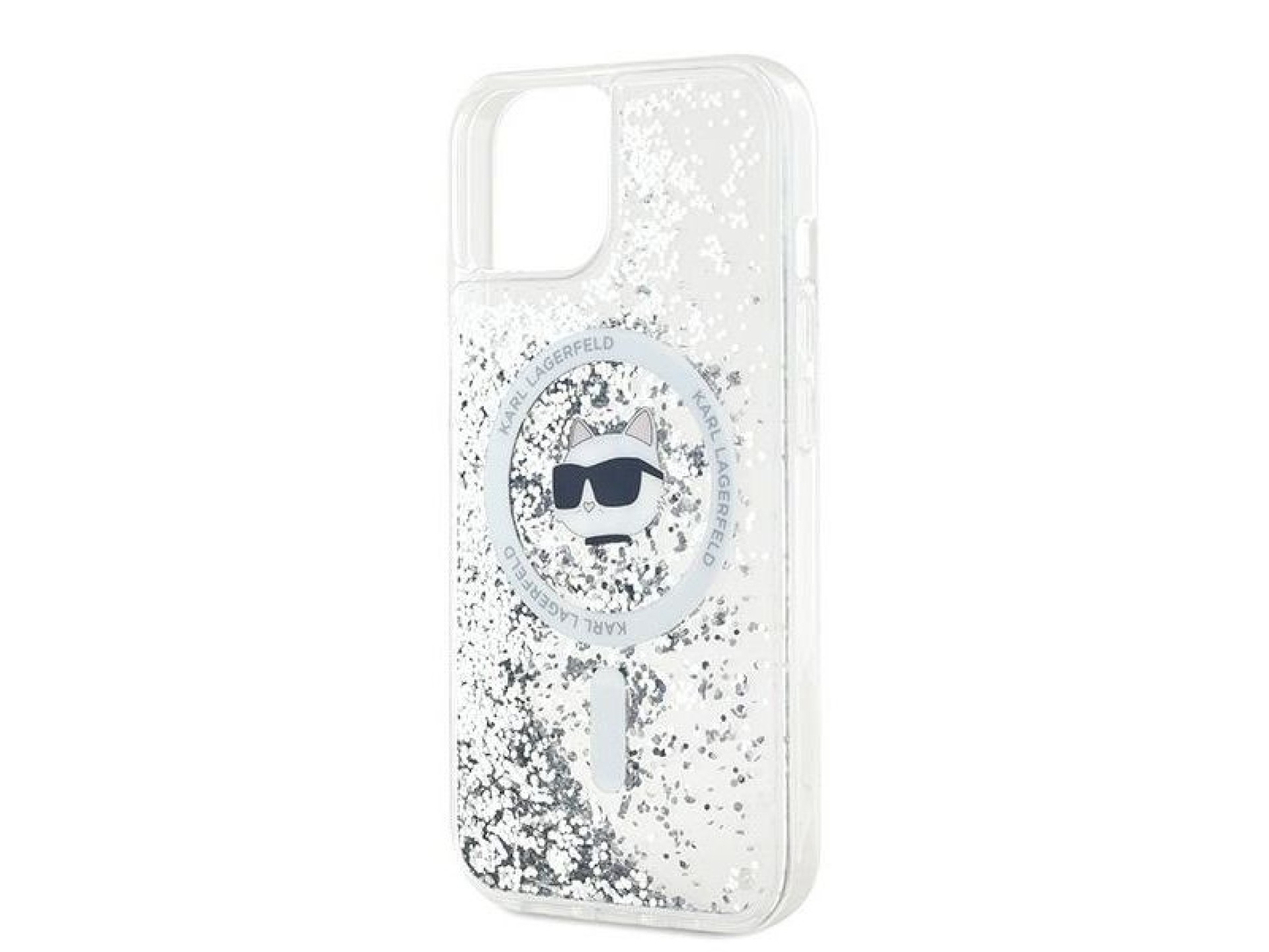 Karl Lagerfeld Liquid Glitter Choupette Head MagSafe case for iPhone 15 / 14 / 13 - transparent