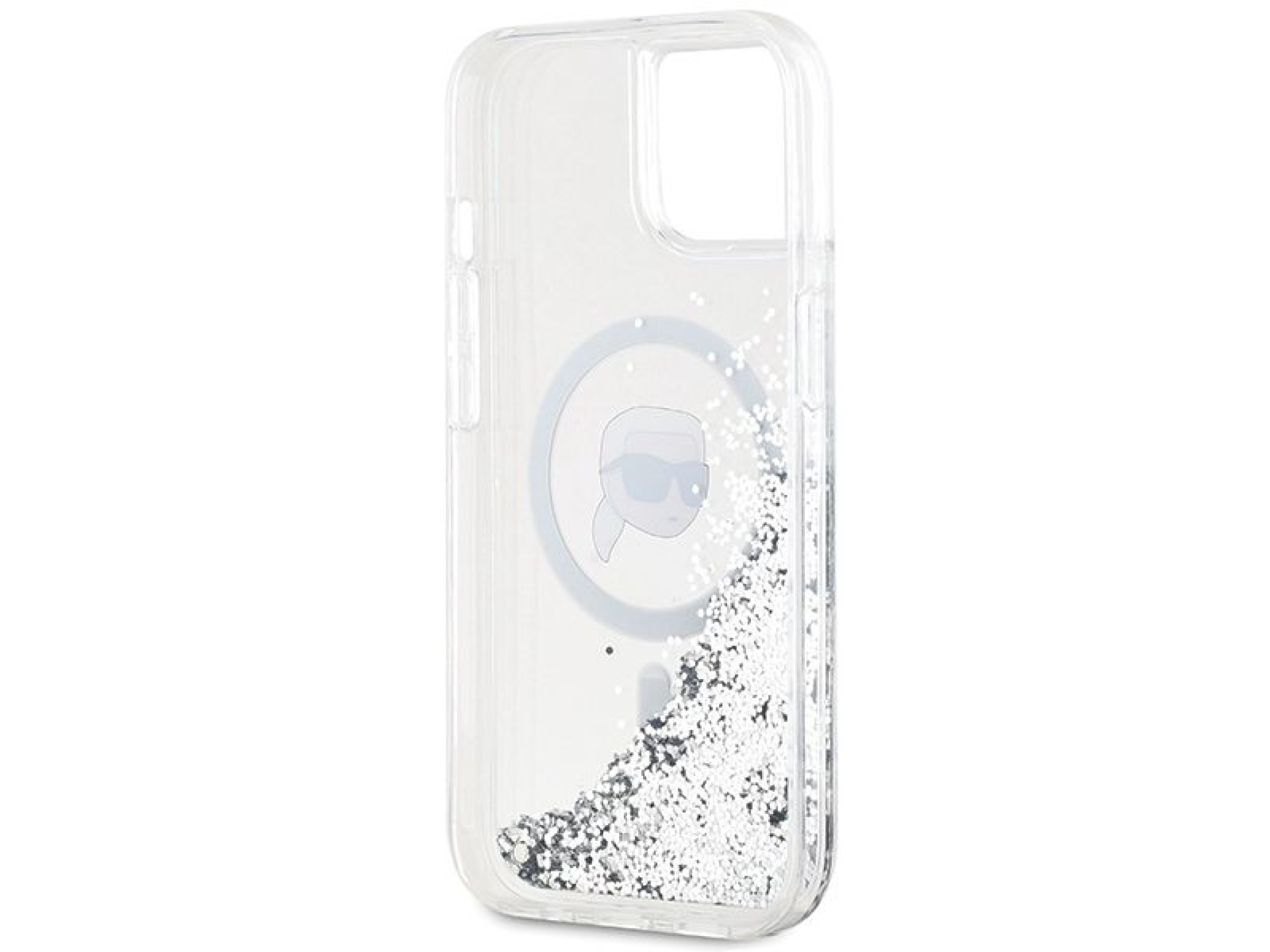 Funda Karl Lagerfeld Liquid Glitter Karl Head MagSafe para iPhone 15 / 14 / 13 - transparente