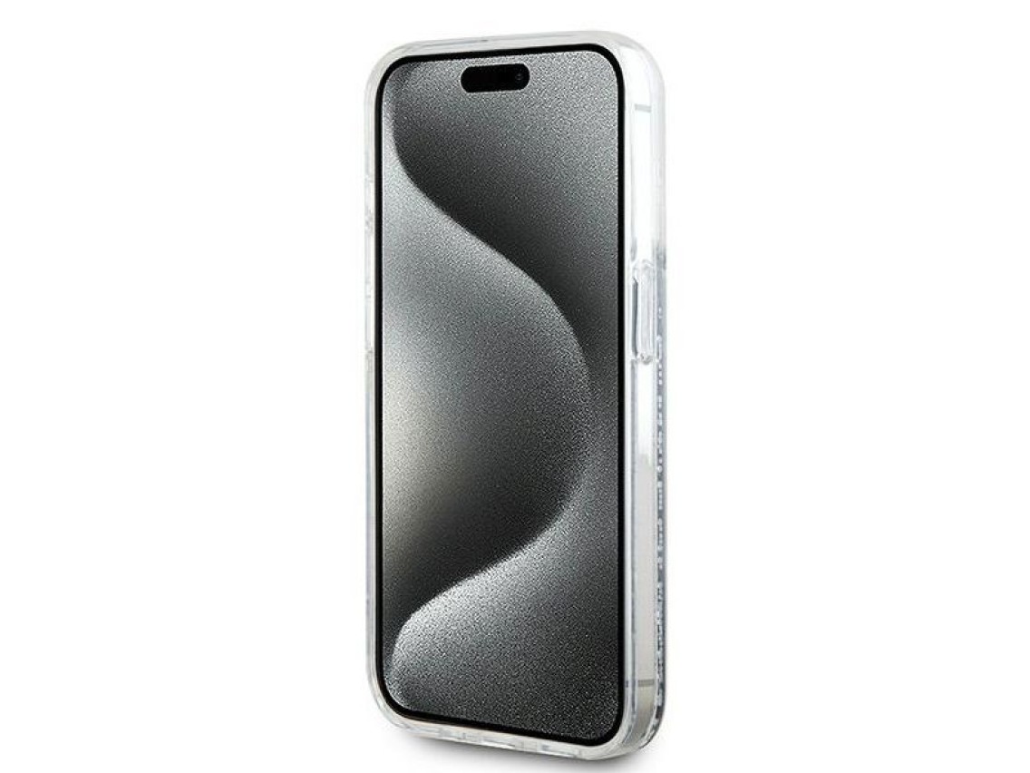 Capa MagSafe Karl Lagerfeld Liquid Glitter Karl Head para iPhone 15 Pro Max - transparente