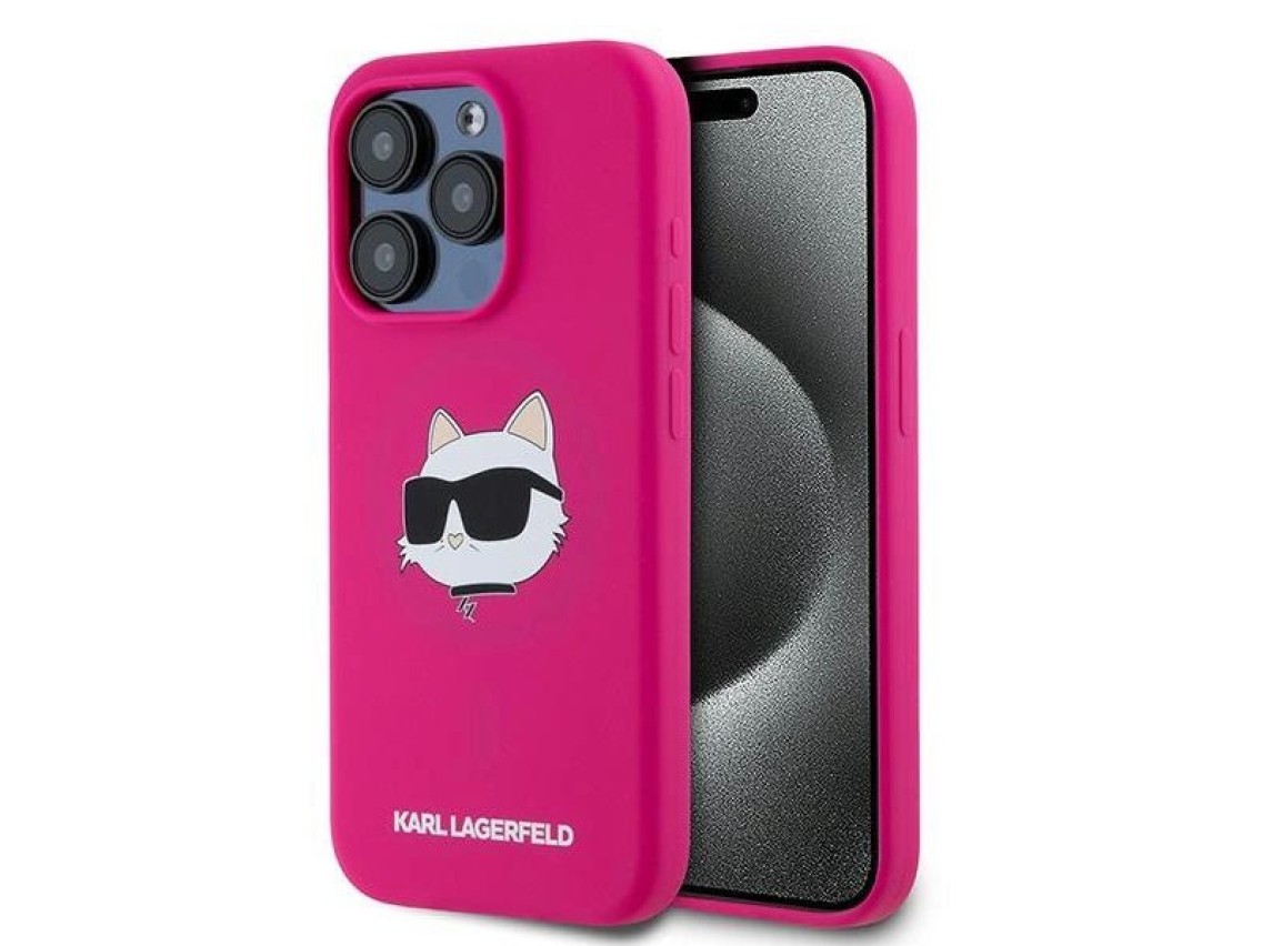 Karl Lagerfeld Silicone Choupette Head MagSafe case for iPhone 15 Pro Max - pink