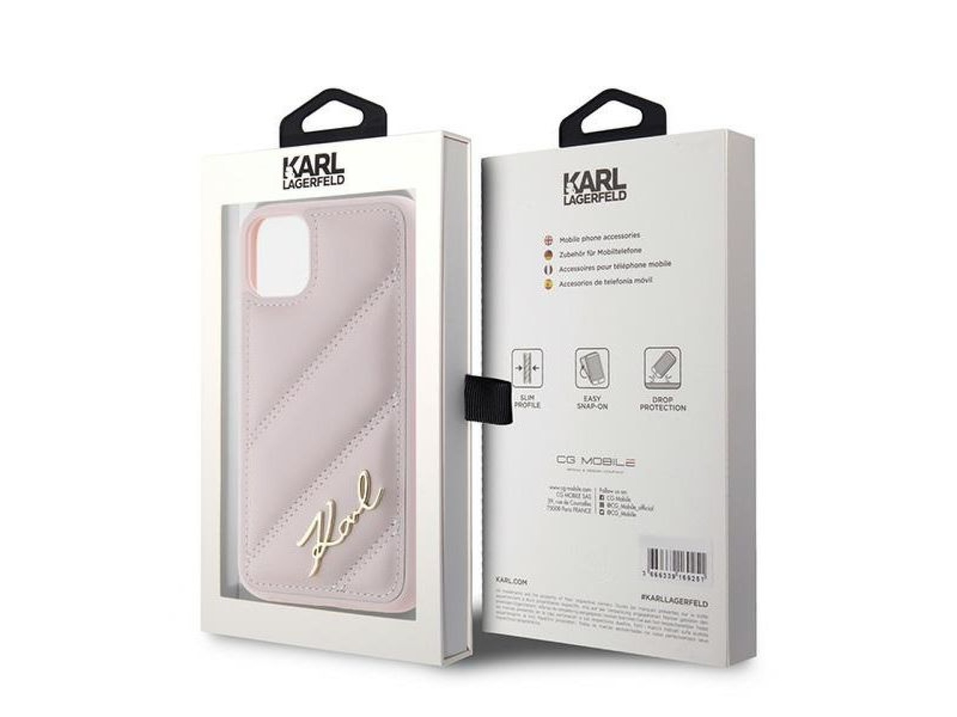 Funda Karl Lagerfeld Diagonal Quilted Script para iPhone 11 / Xr - rosa