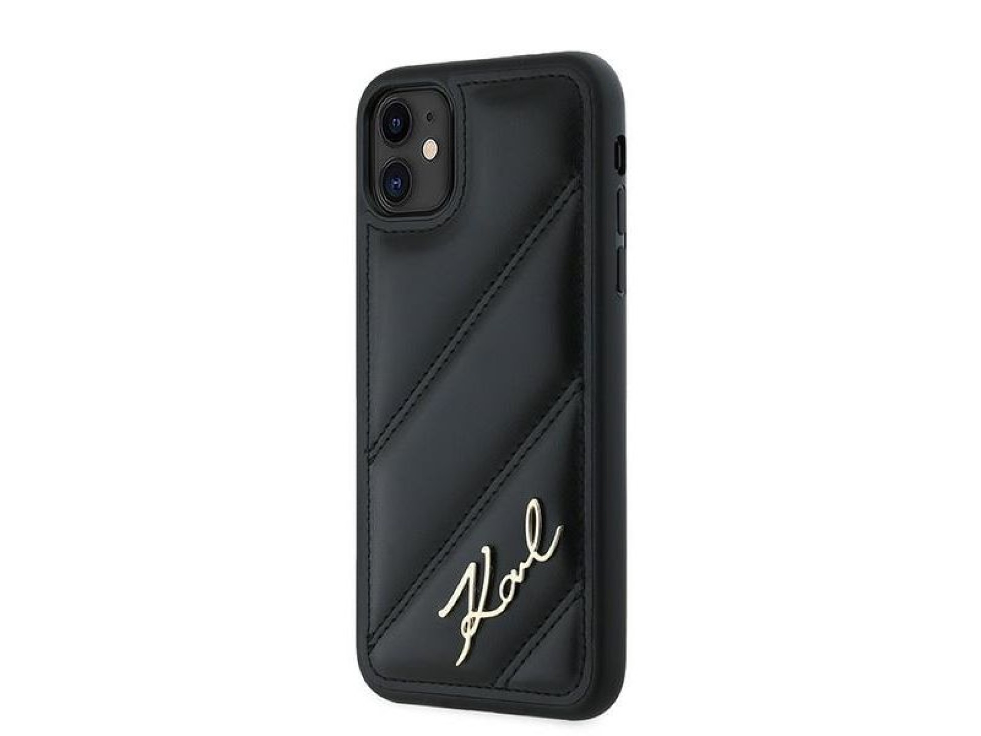 Capa Karl Lagerfeld Diagonal Quilted Script para iPhone 11 / Xr - preta