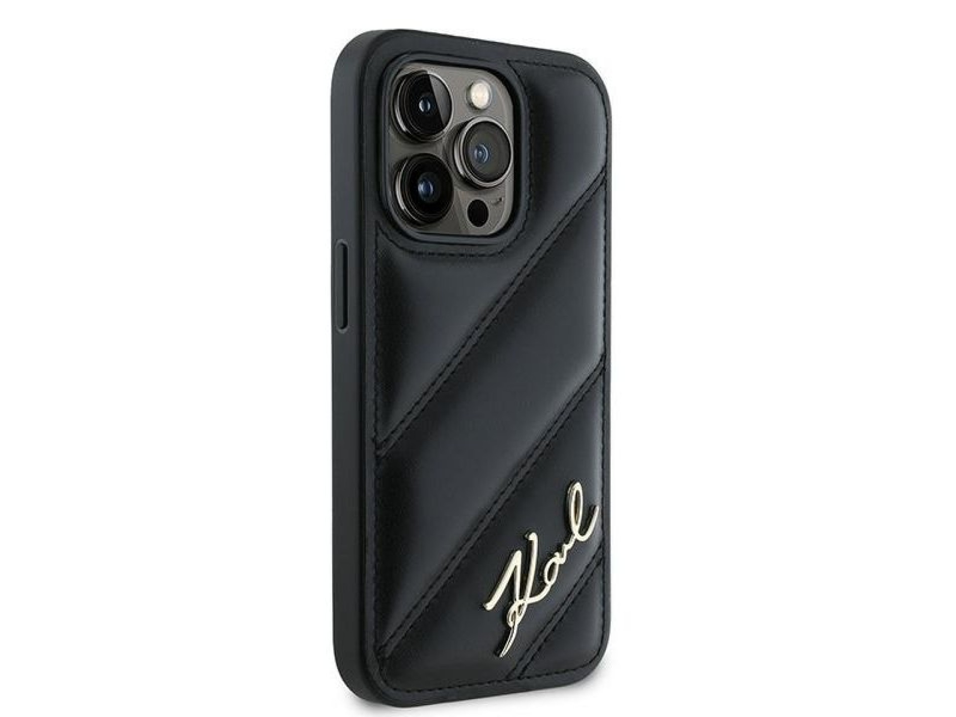 Capa Karl Lagerfeld Diagonal Quilted Script para iPhone 13 Pro Max - preta