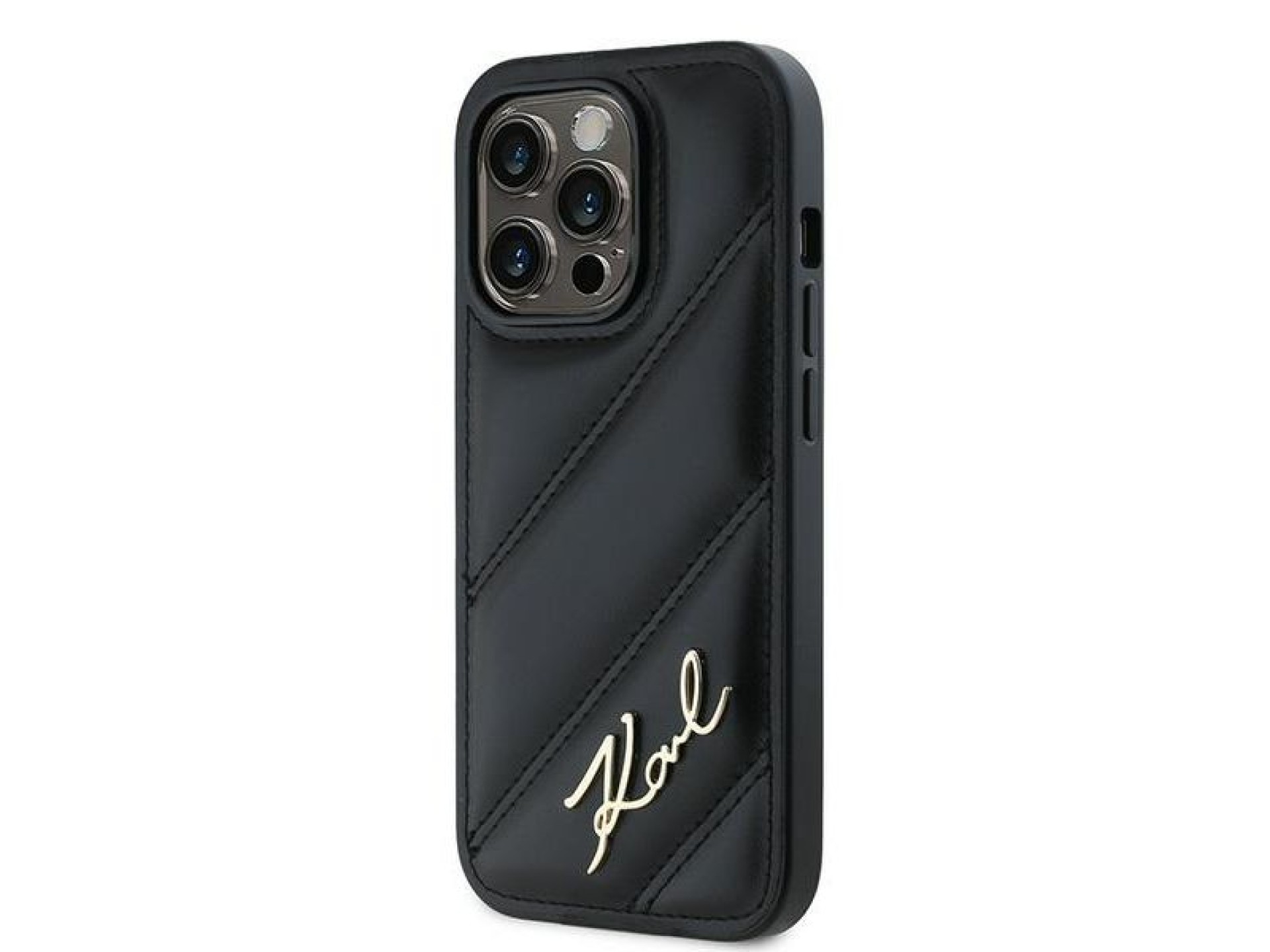 Capa Karl Lagerfeld Diagonal Quilted Script para iPhone 13 Pro / 13 - preta