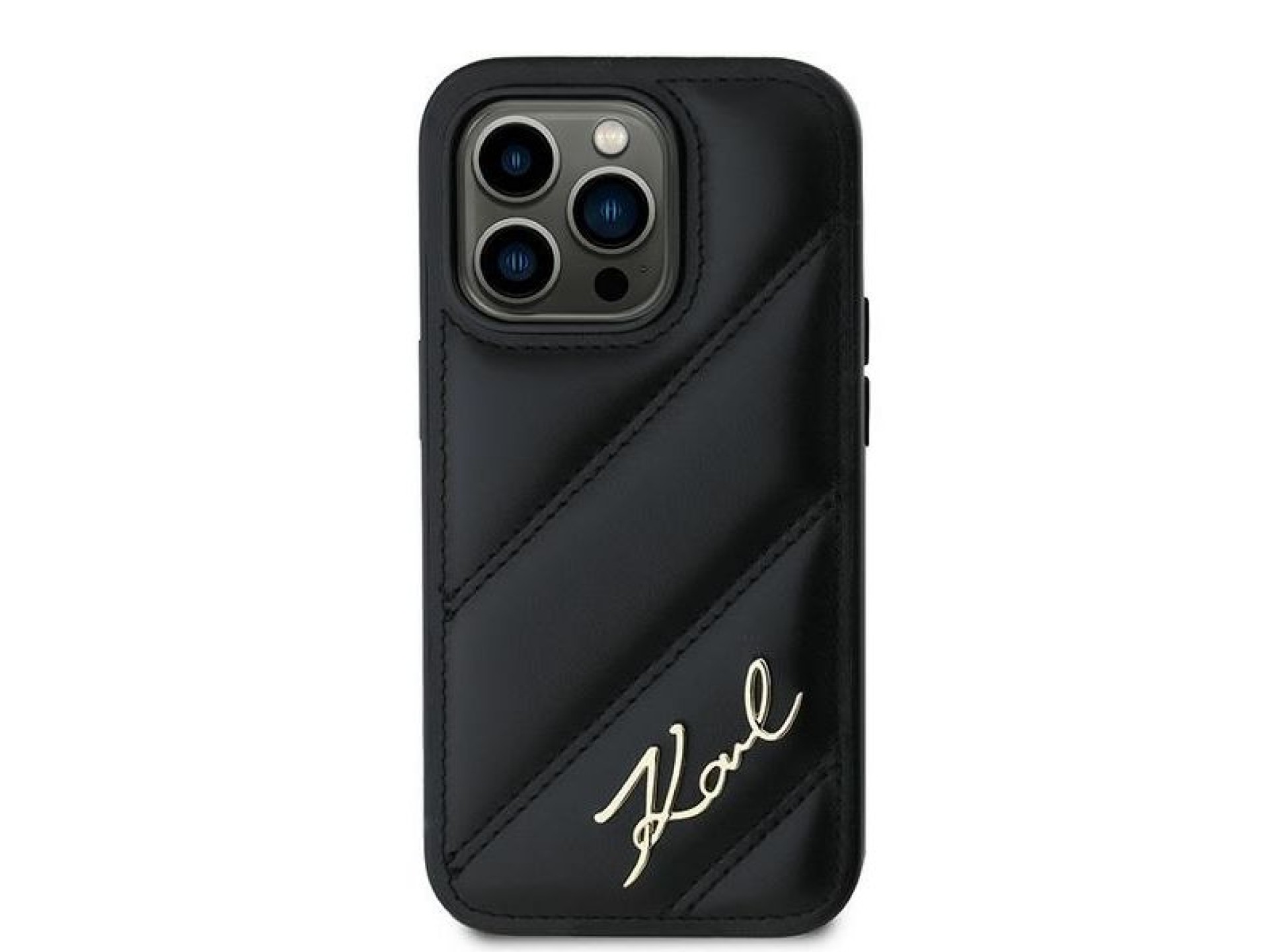 Capa Karl Lagerfeld Diagonal Quilted Script para iPhone 13 Pro Max - preta