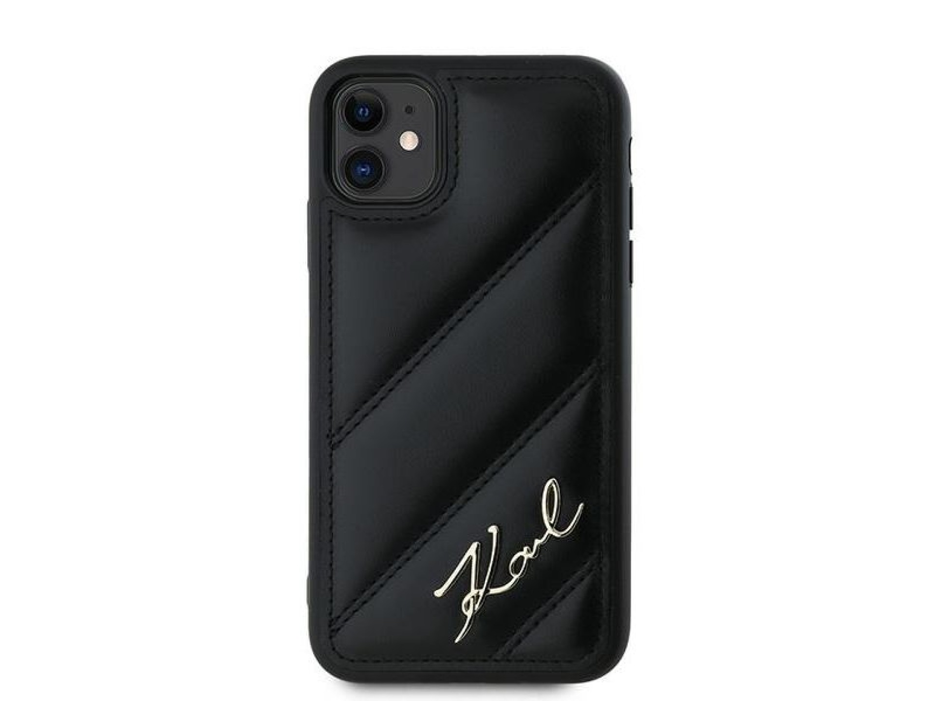 Capa Karl Lagerfeld Diagonal Quilted Script para iPhone 11 / Xr - preta