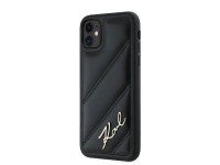 Capa Karl Lagerfeld Diagonal Quilted Script para iPhone 11 / Xr - preta Capa Karl Lagerfeld Diagonal Quilted Script para iPhone 11 / Xr - preta