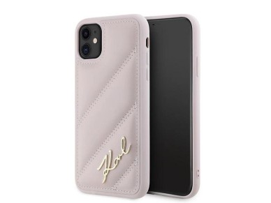 Karl Lagerfeld Diagonal Quilted Script case for iPhone 11 / Xr - pink Karl Lagerfeld Diagonal Quilted Script case for iPhone 11 / Xr - pink