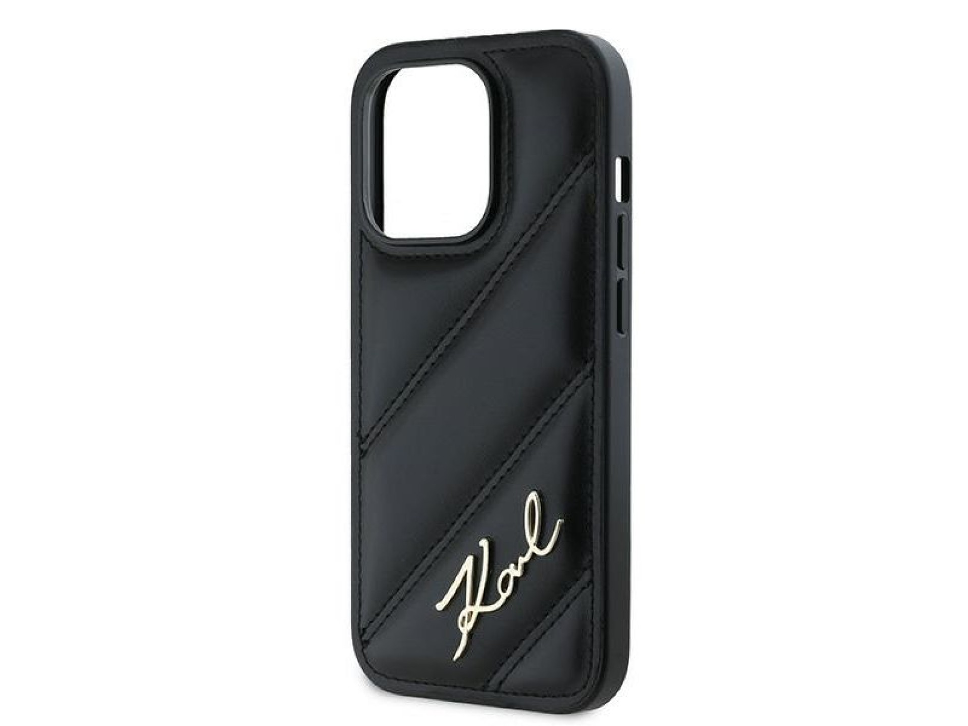 Capa Karl Lagerfeld Diagonal Quilted Script para iPhone 13 Pro / 13 - preta