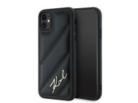 Capa Karl Lagerfeld Diagonal Quilted Script para iPhone 11 / Xr - preta Capa Karl Lagerfeld Diagonal Quilted Script para iPhone 11 / Xr - preta