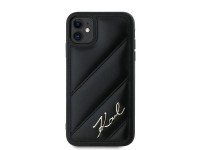 Capa Karl Lagerfeld Diagonal Quilted Script para iPhone 11 / Xr - preta Capa Karl Lagerfeld Diagonal Quilted Script para iPhone 11 / Xr - preta