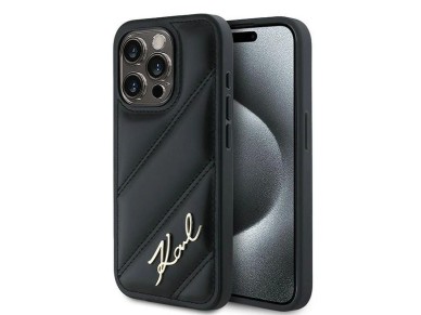 Karl Lagerfeld Diagonal Quilted Script case for iPhone 13 Pro / 13 - black Karl Lagerfeld Diagonal Quilted Script case for iPhone 13 Pro / 13 - black
