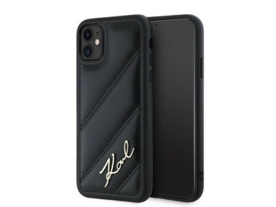 Capa Karl Lagerfeld Diagonal Quilted Script para iPhone 11 / Xr - preta Capa Karl Lagerfeld Diagonal Quilted Script para iPhone 11 / Xr - preta