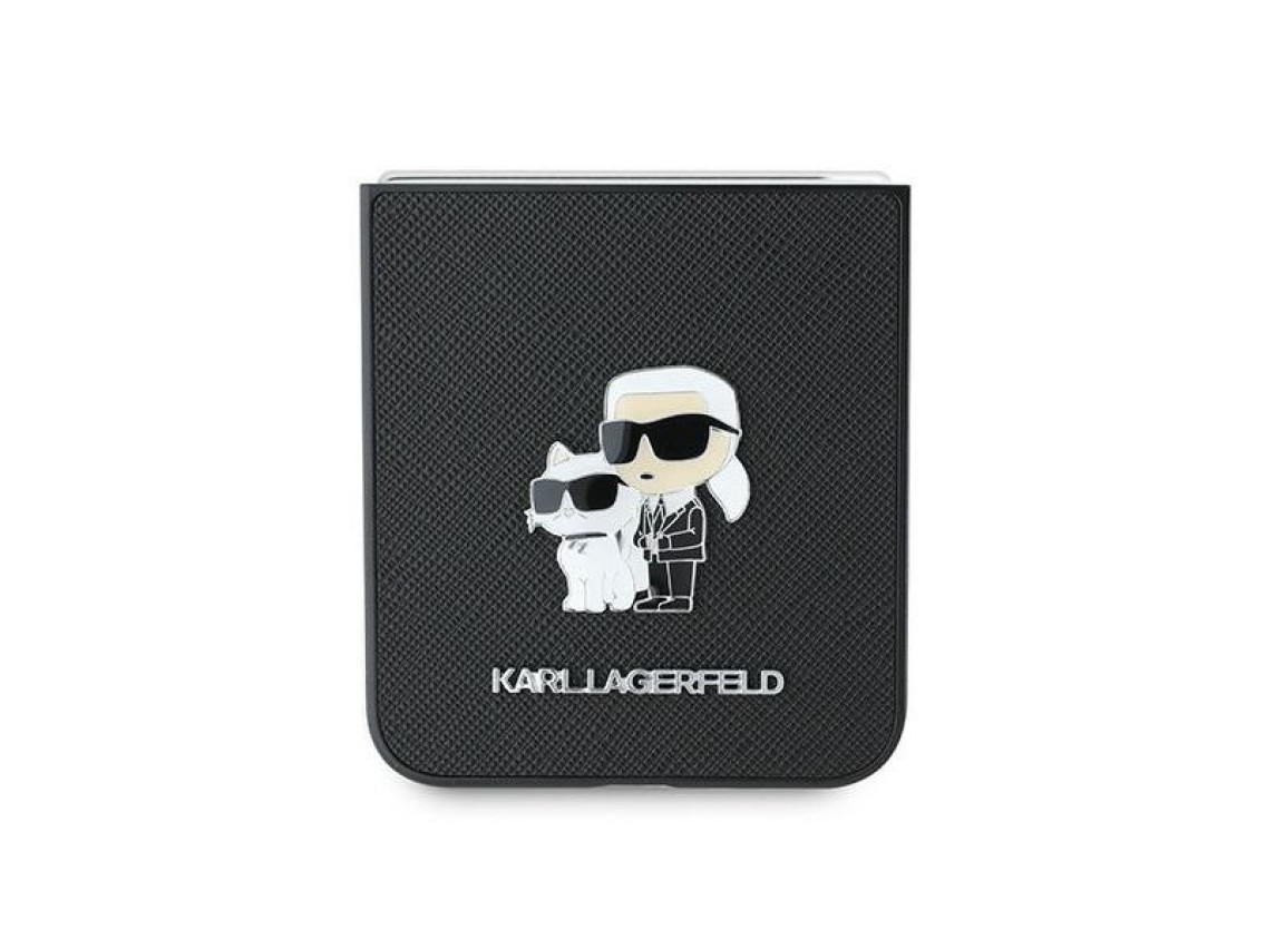 Karl Lagerfeld Saffiano Metal Pin Case for Samsung Galaxy Z Flip 6 - Black