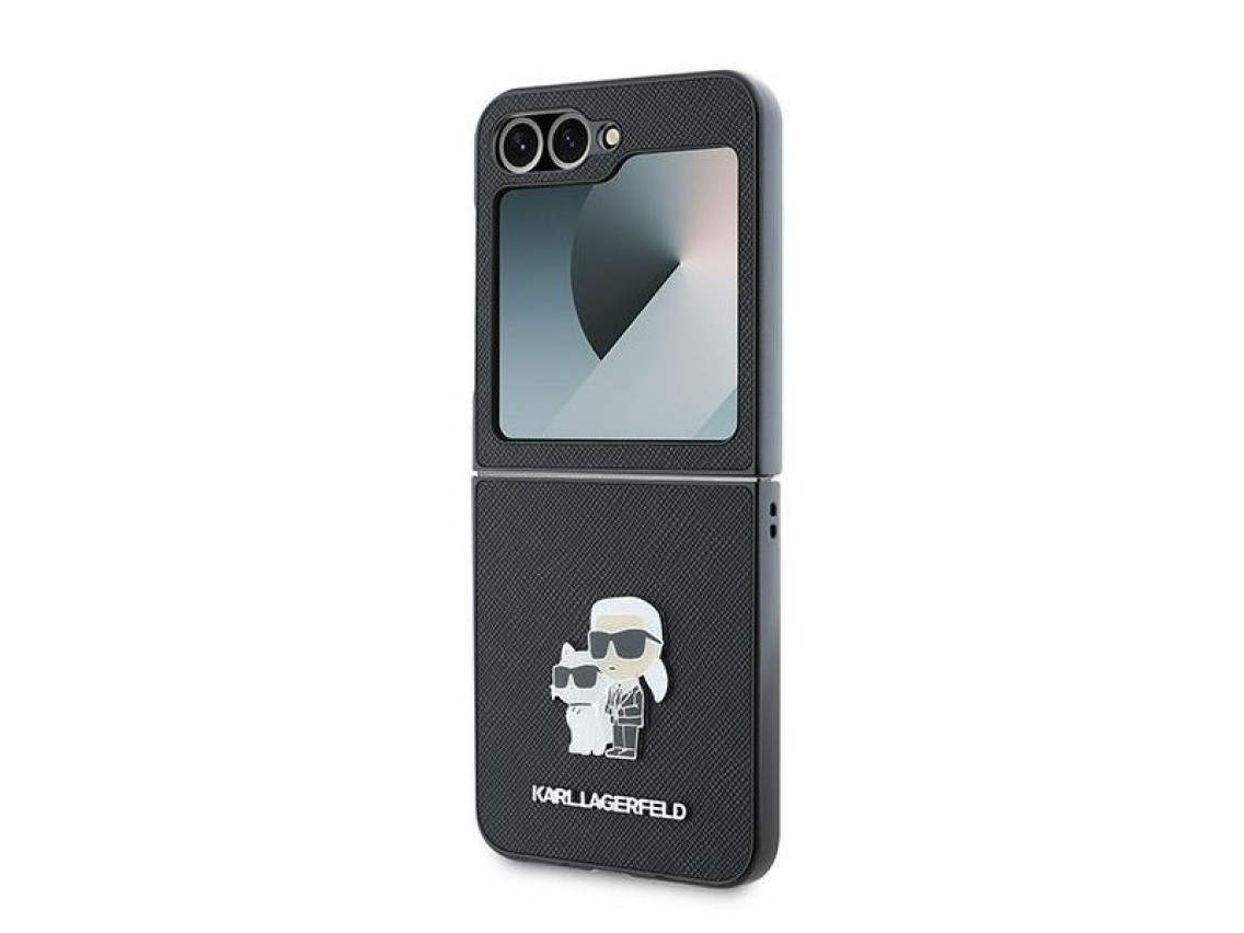 Karl Lagerfeld Saffiano Metal Pin Case for Samsung Galaxy Z Flip 6 - Black