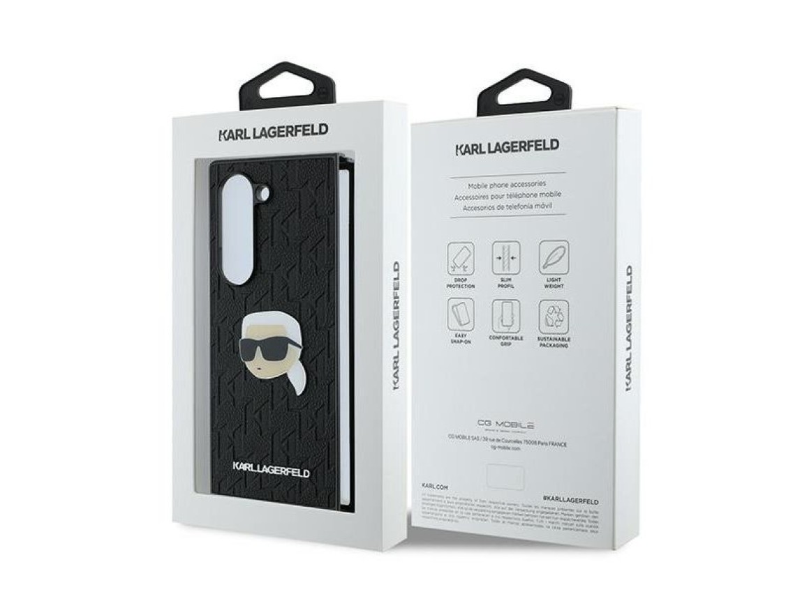 Karl Lagerfeld Saffiano Monogram Head Pin Case for Samsung Galaxy Z Fold 6 - Black