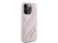 Capa Karl Lagerfeld Diagonal Quilted Script para iPhone 15 Pro - rosa Capa Karl Lagerfeld Diagonal Quilted Script para iPhone 15 Pro - rosa