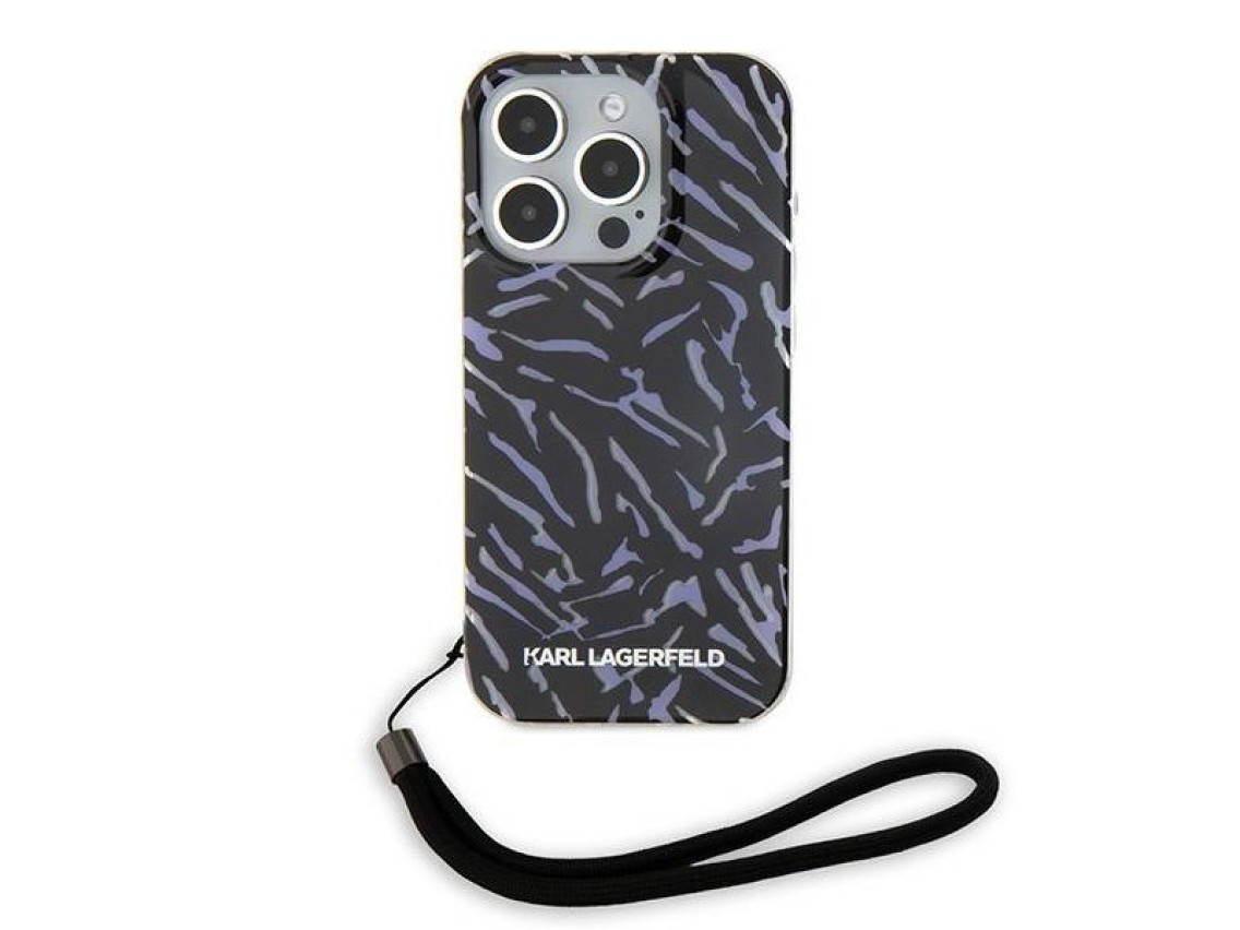 Funda Karl Lagerfeld Zebra con cord�n para iPhone 15 Pro Max - Morada