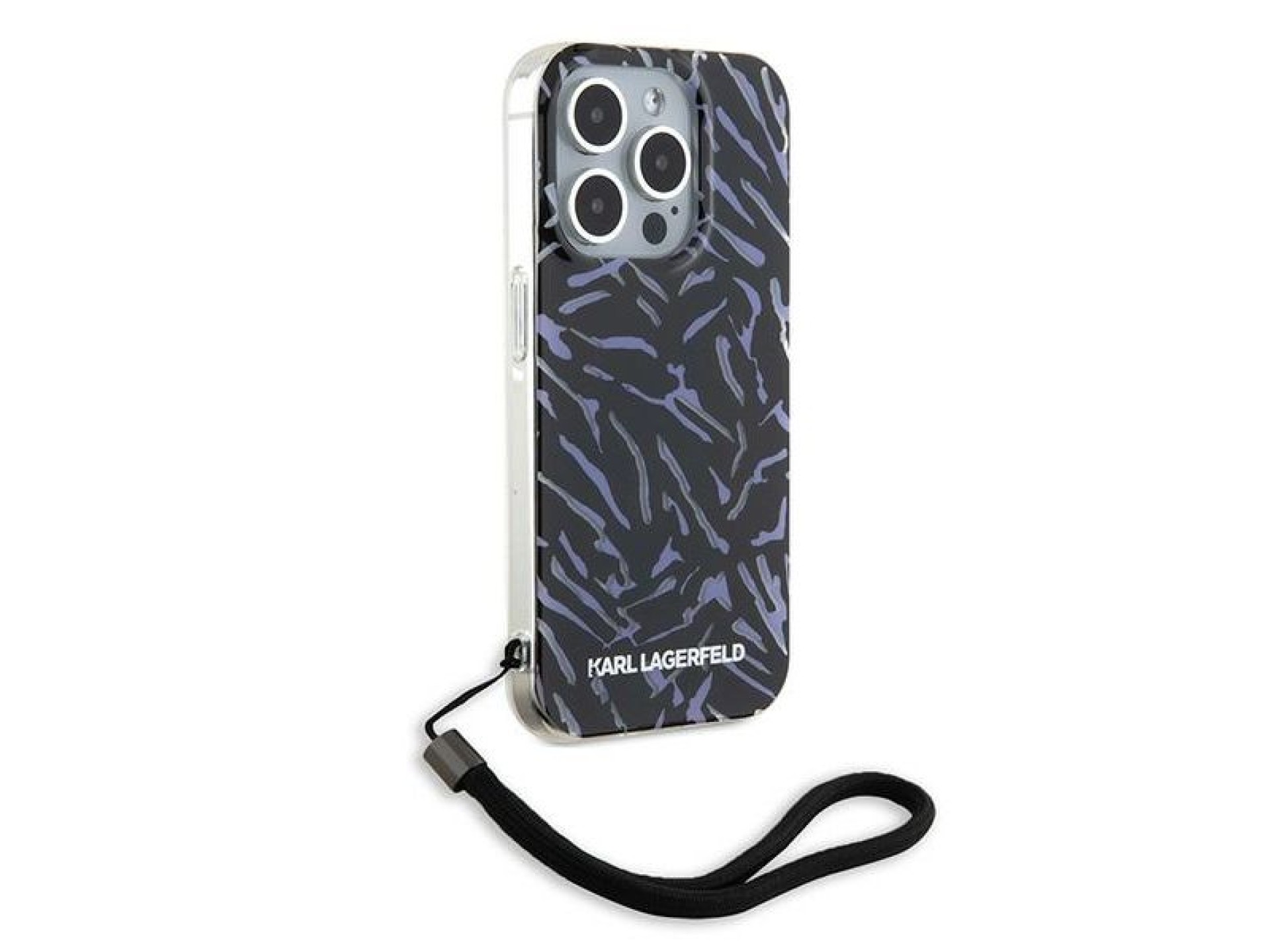 Funda Karl Lagerfeld Zebra con cordón para iPhone 15 Pro Max - Morada