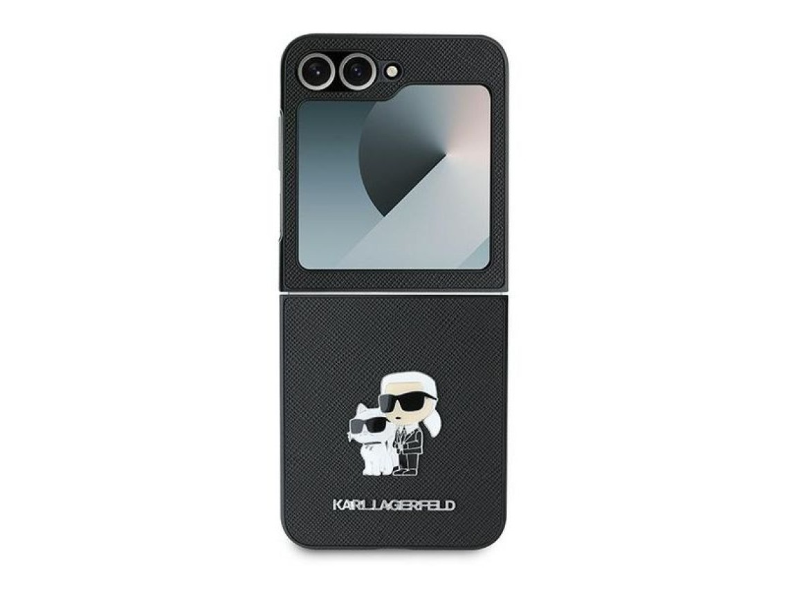 Karl Lagerfeld Saffiano Metal Pin Case for Samsung Galaxy Z Flip 6 - Black