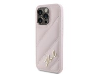 Capa Karl Lagerfeld Diagonal Quilted Script para iPhone 15 Pro - rosa Capa Karl Lagerfeld Diagonal Quilted Script para iPhone 15 Pro - rosa