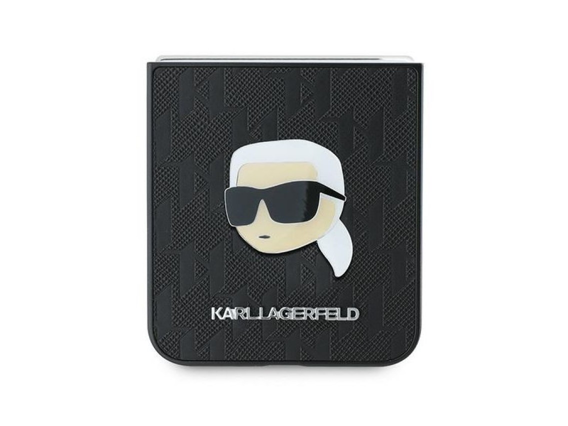Capa Karl Lagerfeld Saffiano Monogram para Samsung Galaxy Z Flip 6 - Preta