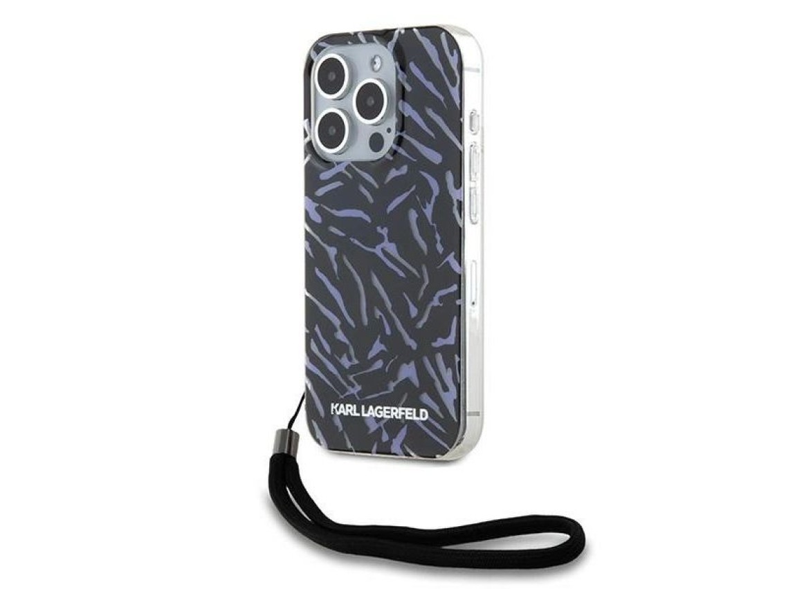 Funda Karl Lagerfeld Zebra con cord�n para iPhone 15 Pro Max - Morada