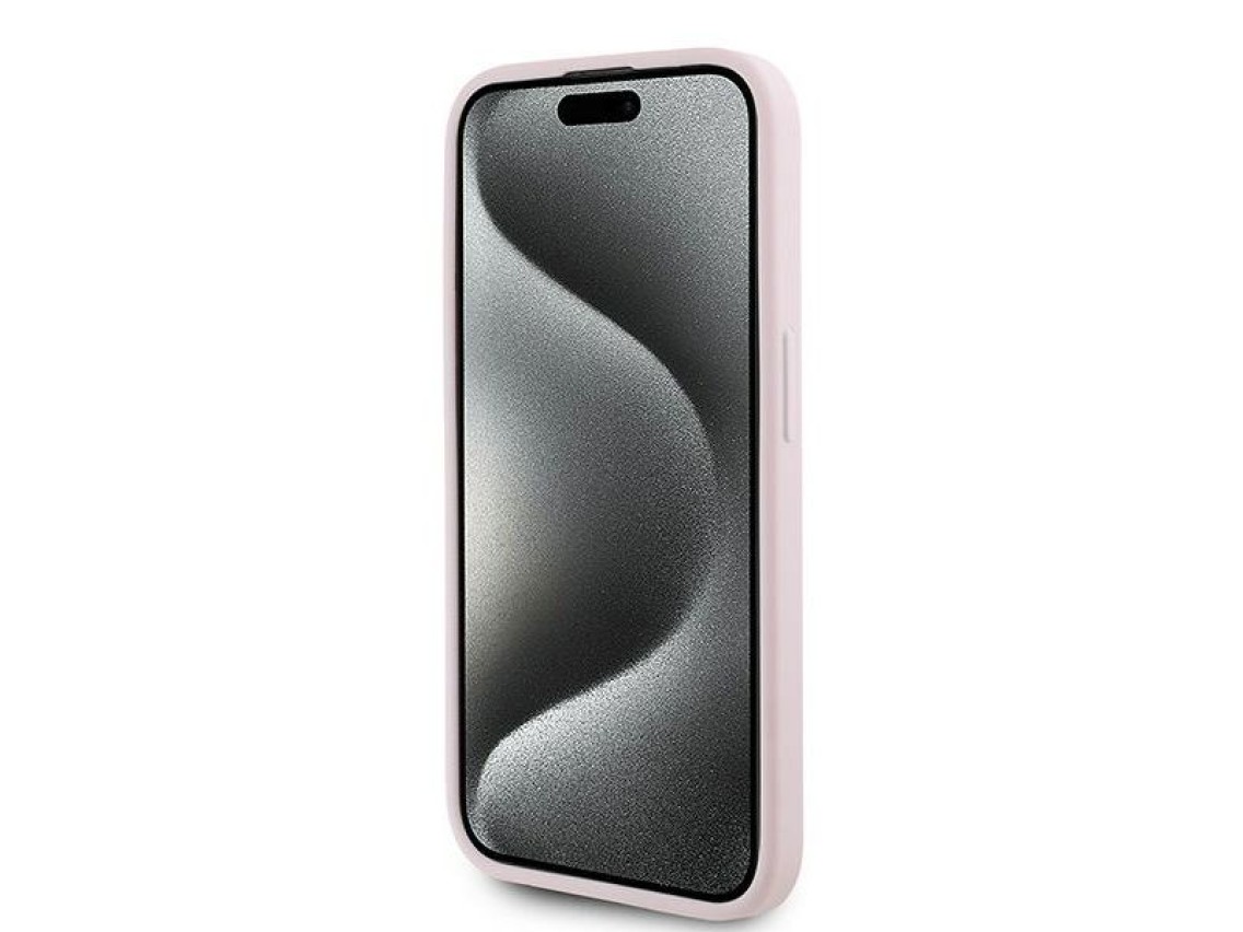 Capa Karl Lagerfeld Diagonal Quilted Script para iPhone 15 Pro - rosa