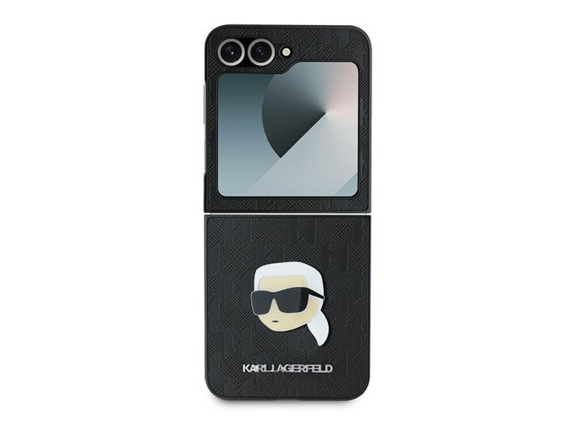 Capa Karl Lagerfeld Saffiano Monogram para Samsung Galaxy Z Flip 6 - Preta