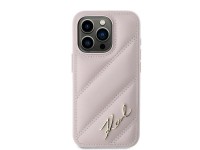 Capa Karl Lagerfeld Diagonal Quilted Script para iPhone 15 Pro - rosa Capa Karl Lagerfeld Diagonal Quilted Script para iPhone 15 Pro - rosa