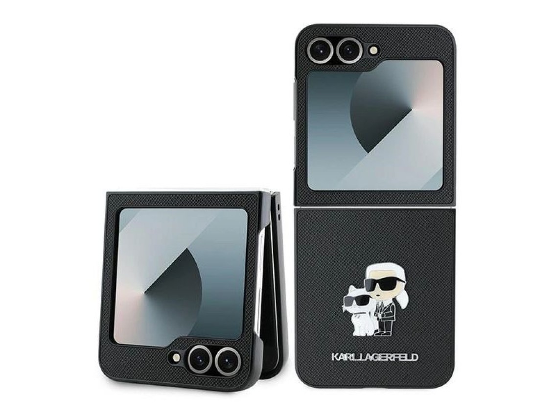 Karl Lagerfeld Saffiano Metal Pin Case for Samsung Galaxy Z Flip 6 - Black