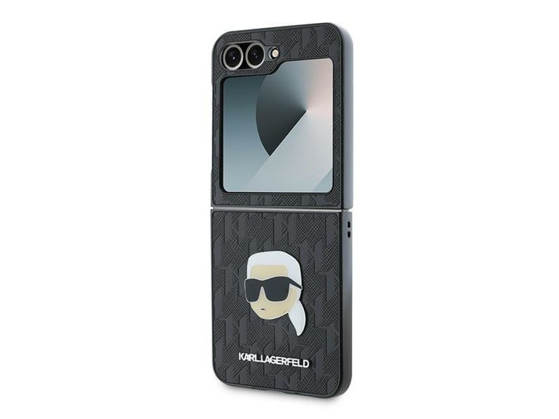 Capa Karl Lagerfeld Saffiano Monogram para Samsung Galaxy Z Flip 6 - Preta
