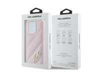 Capa Karl Lagerfeld Diagonal Quilted Script para iPhone 15 Pro - rosa Capa Karl Lagerfeld Diagonal Quilted Script para iPhone 15 Pro - rosa