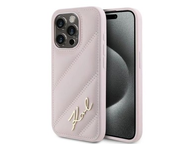 Funda Karl Lagerfeld Diagonal Quilted Script para iPhone 15 Pro - rosa Funda Karl Lagerfeld Diagonal Quilted Script para iPhone 15 Pro - rosa