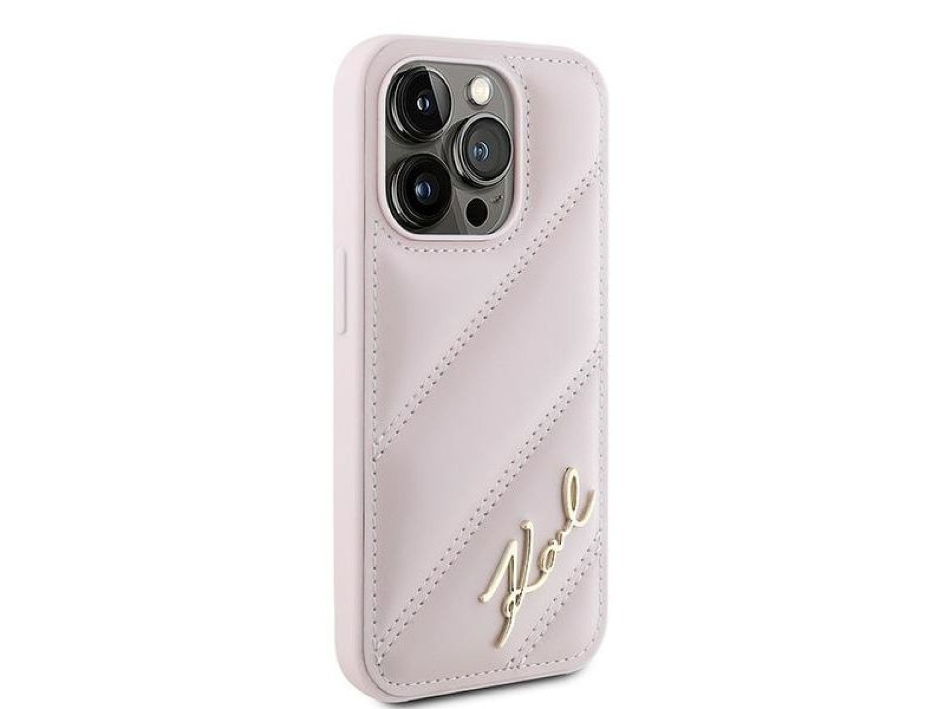 Funda Karl Lagerfeld Diagonal Quilted Script para iPhone 15 Pro Max - rosa