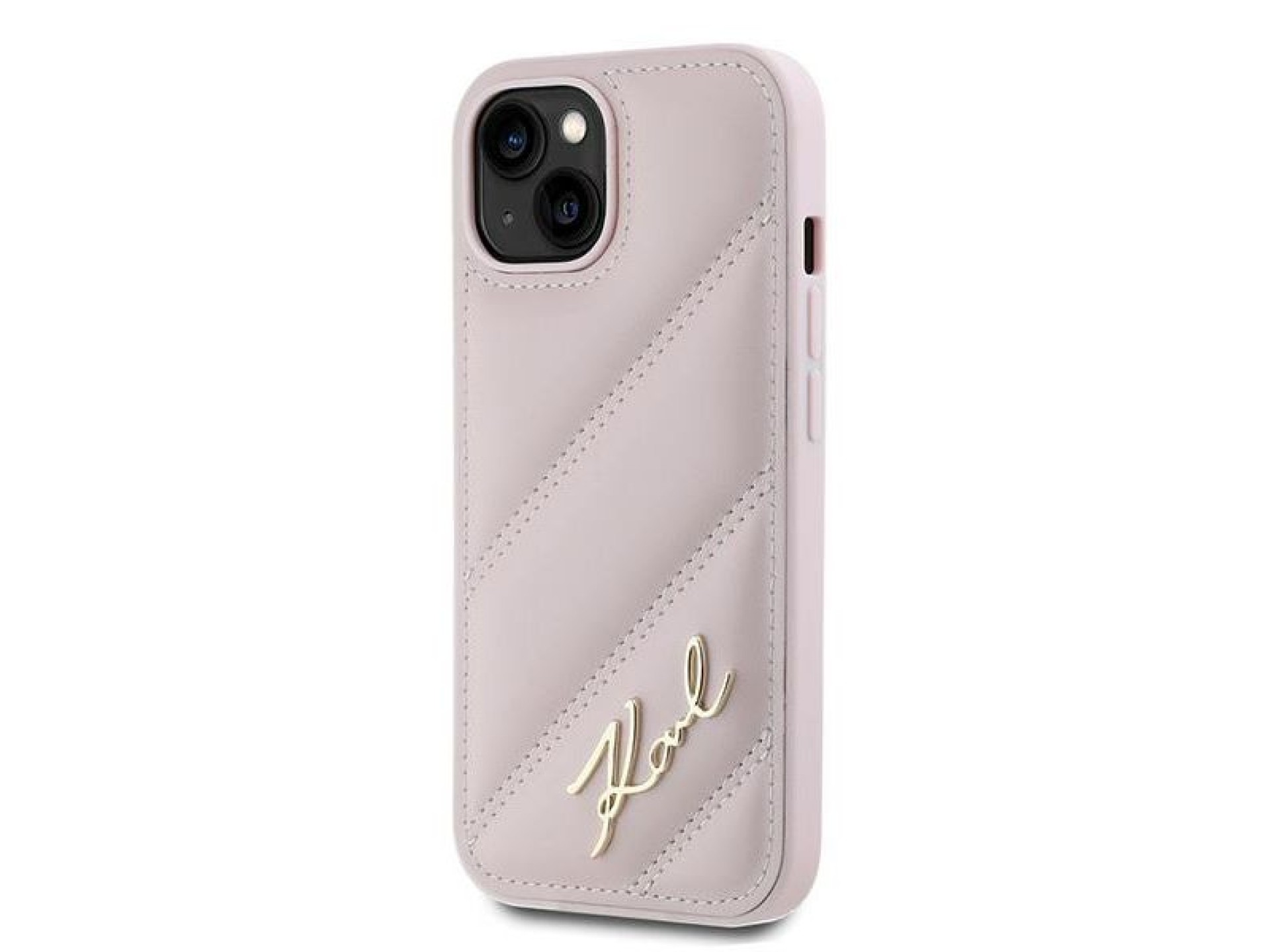 Funda Karl Lagerfeld Diagonal Quilted Script para iPhone 15 / 14 / 13 - rosa