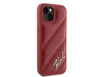 Capa Karl Lagerfeld Diagonal Matelassada com Script para iPhone 15/14/13 - vermelha Capa Karl Lagerfeld Diagonal Matelassada com Script para iPhone 15/14/13 - vermelha