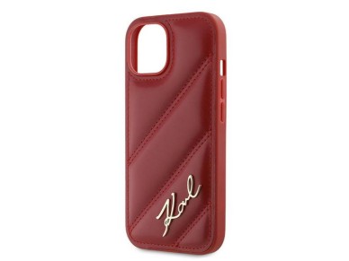 Karl Lagerfeld Diagonal Quilted Script case for iPhone 15 / 14 / 13 - red Karl Lagerfeld Diagonal Quilted Script case for iPhone 15 / 14 / 13 - red