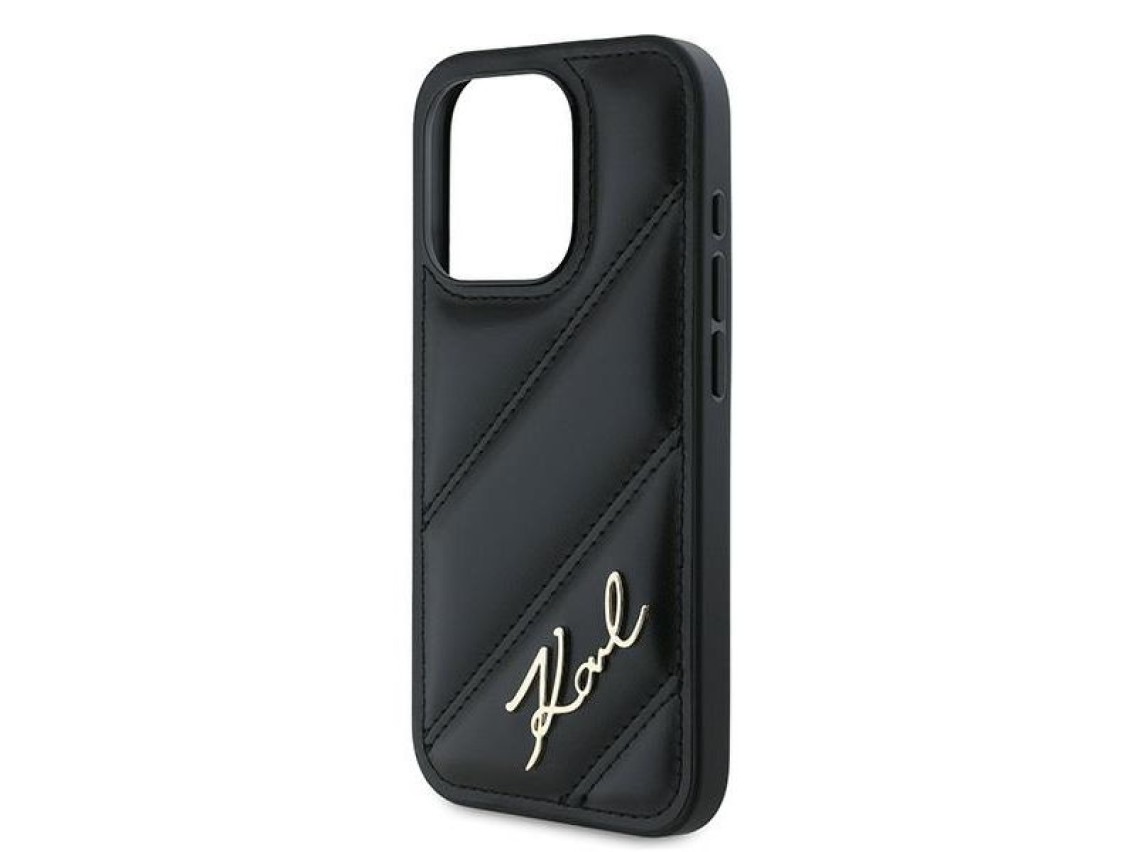 Funda Karl Lagerfeld Diagonal Quilted Script para iPhone 15 Pro Max - negra