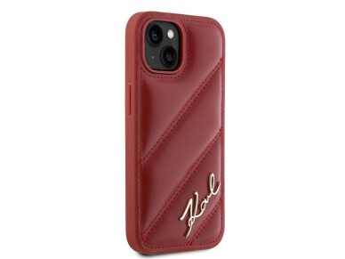 Karl Lagerfeld Diagonal Quilted Script case for iPhone 15 / 14 / 13 - red Karl Lagerfeld Diagonal Quilted Script case for iPhone 15 / 14 / 13 - red