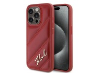 Karl Lagerfeld Diagonal Quilted Script case for iPhone 15 Pro - red Karl Lagerfeld Diagonal Quilted Script case for iPhone 15 Pro - red