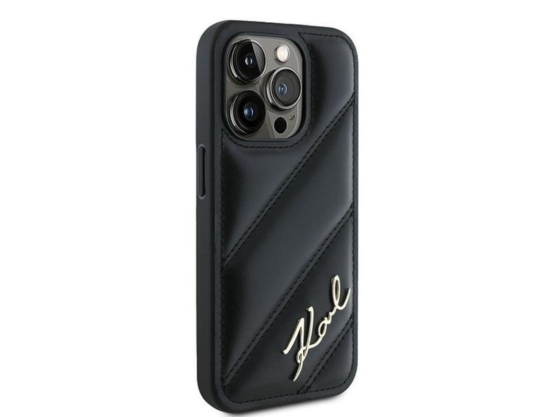 Funda Karl Lagerfeld Diagonal Quilted Script para iPhone 15 Pro Max - negra