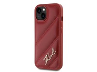 Capa Karl Lagerfeld Diagonal Matelassada com Script para iPhone 15/14/13 - vermelha Capa Karl Lagerfeld Diagonal Matelassada com Script para iPhone 15/14/13 - vermelha