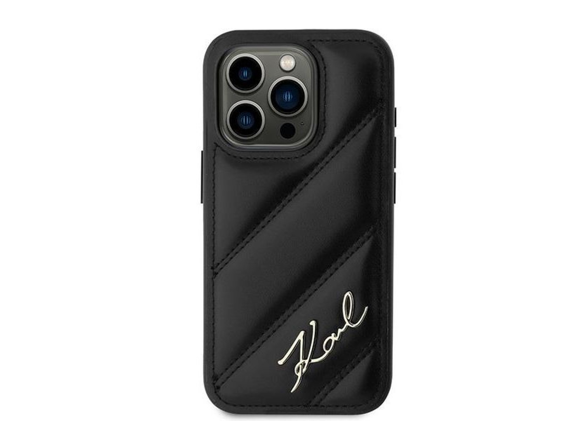 Funda Karl Lagerfeld Diagonal Quilted Script para iPhone 15 Pro Max - negra