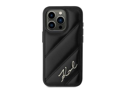 Karl Lagerfeld Diagonal Quilted Script case for iPhone 15 Pro Max - black Karl Lagerfeld Diagonal Quilted Script case for iPhone 15 Pro Max - black