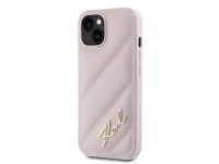 Capa Karl Lagerfeld Diagonal Matelassada com Script para iPhone 14/15/13 - rosa Capa Karl Lagerfeld Diagonal Matelassada com Script para iPhone 14/15/13 - rosa