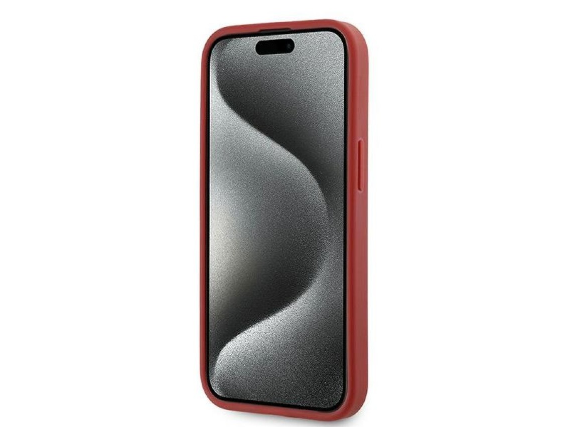 Capa Karl Lagerfeld Diagonal Matelassada com Script para iPhone 15/14/13 - vermelha