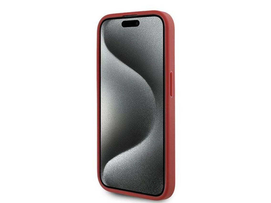 Karl Lagerfeld Diagonal Quilted Script case for iPhone 15 Pro - red