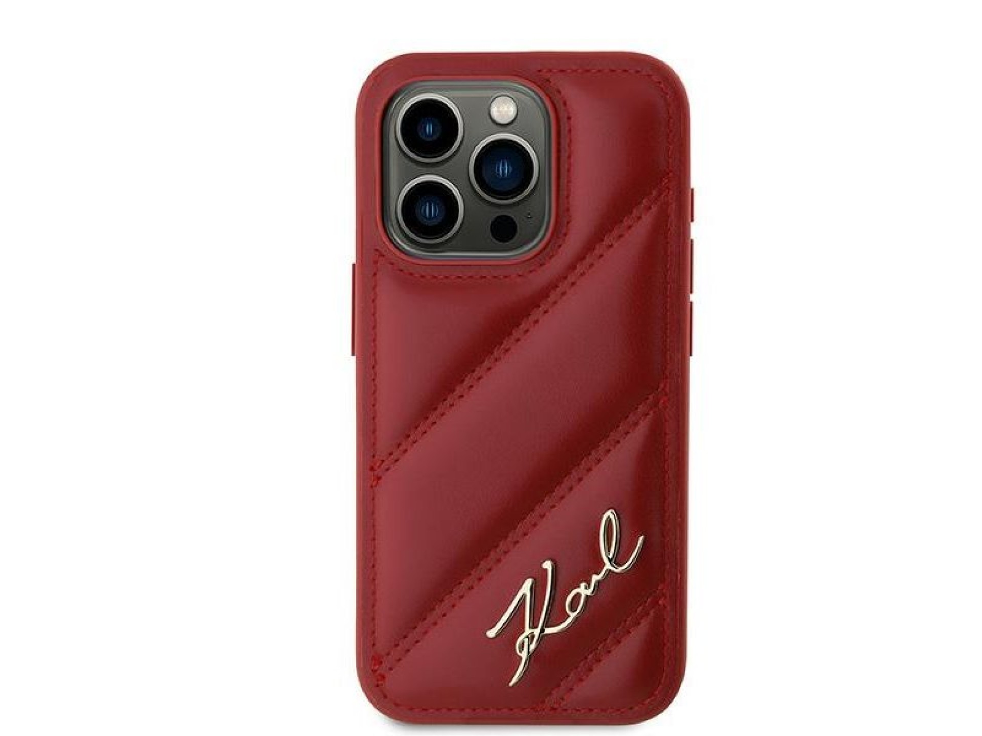 Karl Lagerfeld Diagonal Quilted Script case for iPhone 15 Pro Max - red