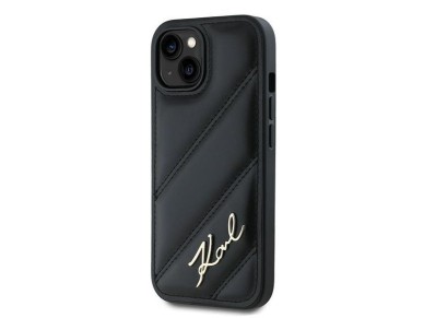 Funda Karl Lagerfeld Diagonal Quilted Script para iPhone 15 Plus / 14 Plus - negra Funda Karl Lagerfeld Diagonal Quilted Script para iPhone 15 Plus / 14 Plus - negra